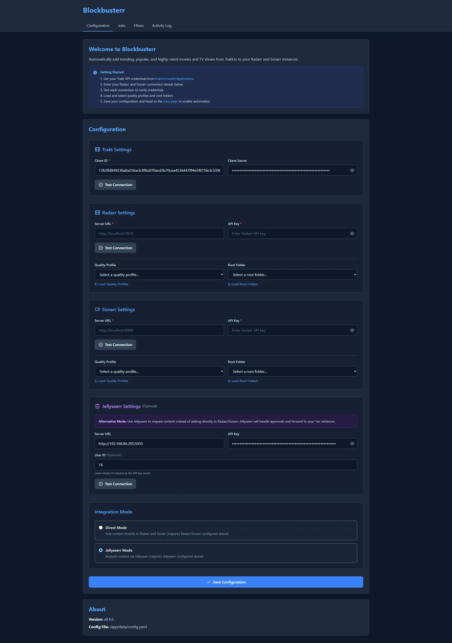 Configuration Interface